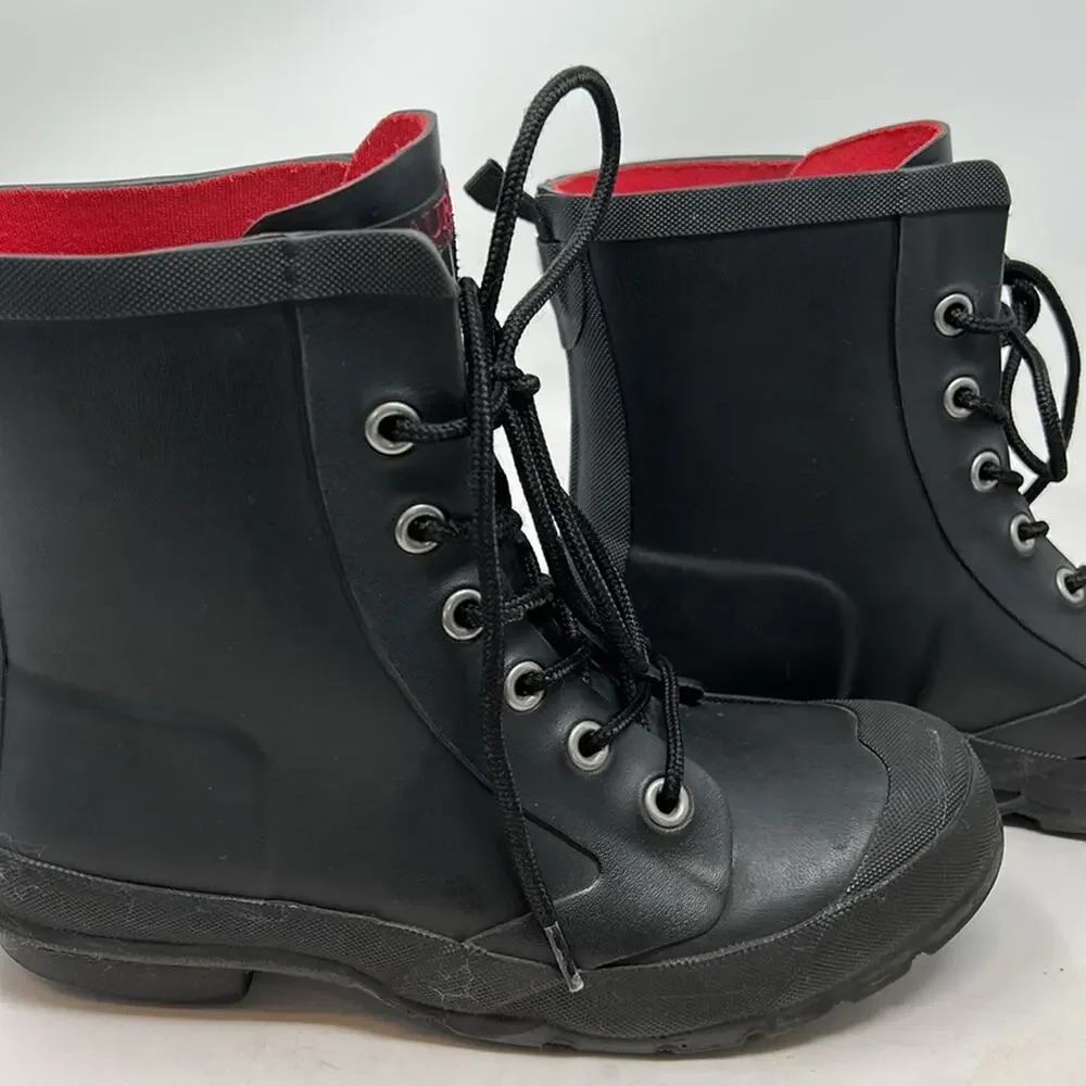 Lauren Ralph Lauren Mikenna Women's Black Rubber Lace Up Ankle Boots Size 6
